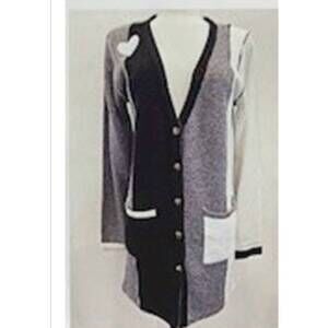 NEW JUST MADISON women's color block long cardigan in black
